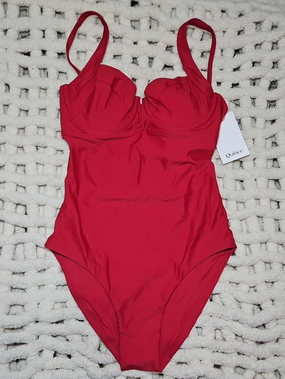 Quince Cherry Red One-Piece Swimsuit Small New Women's